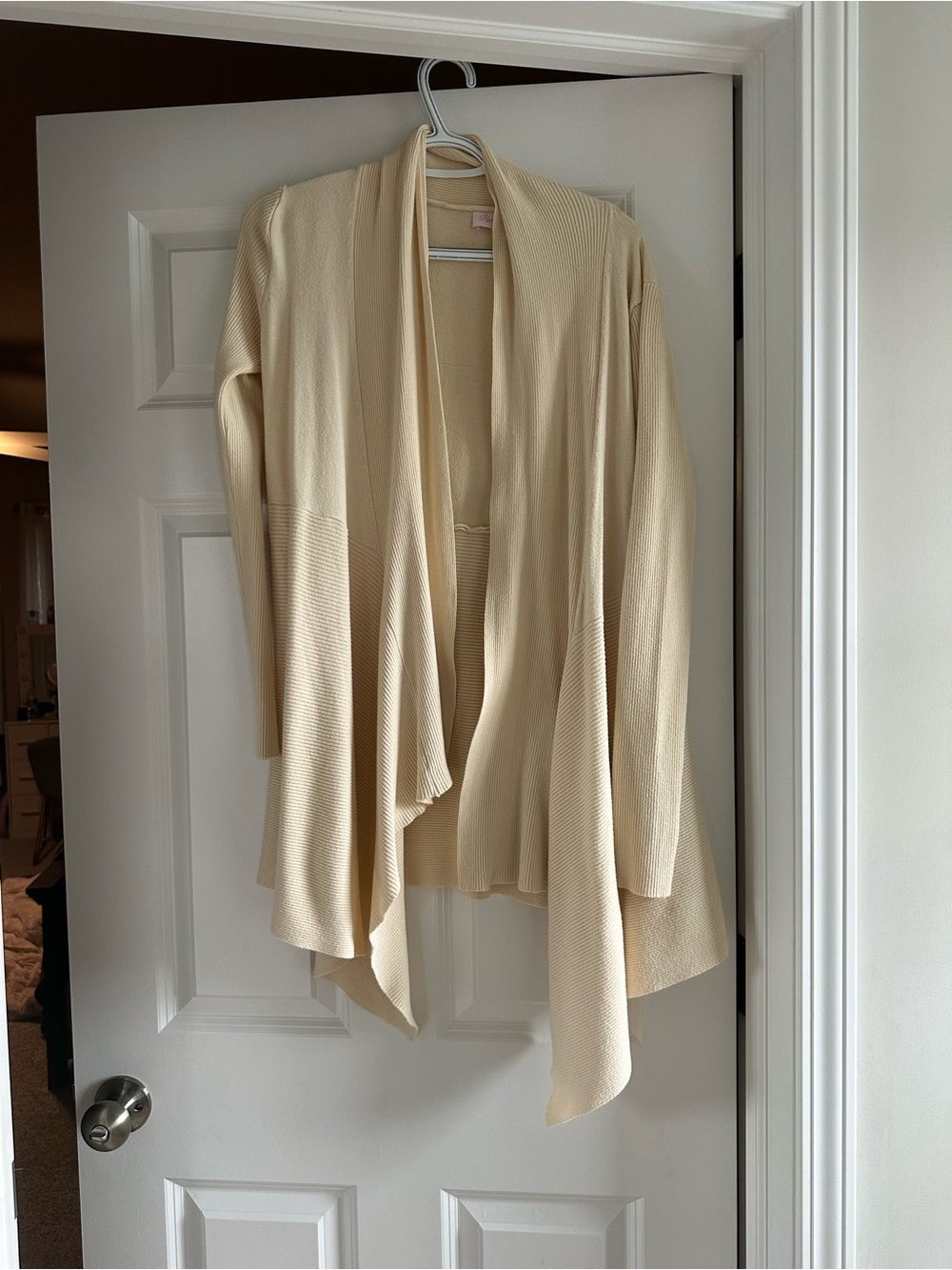 Lulu's Soft Cream Open-Front Draped Cardigan